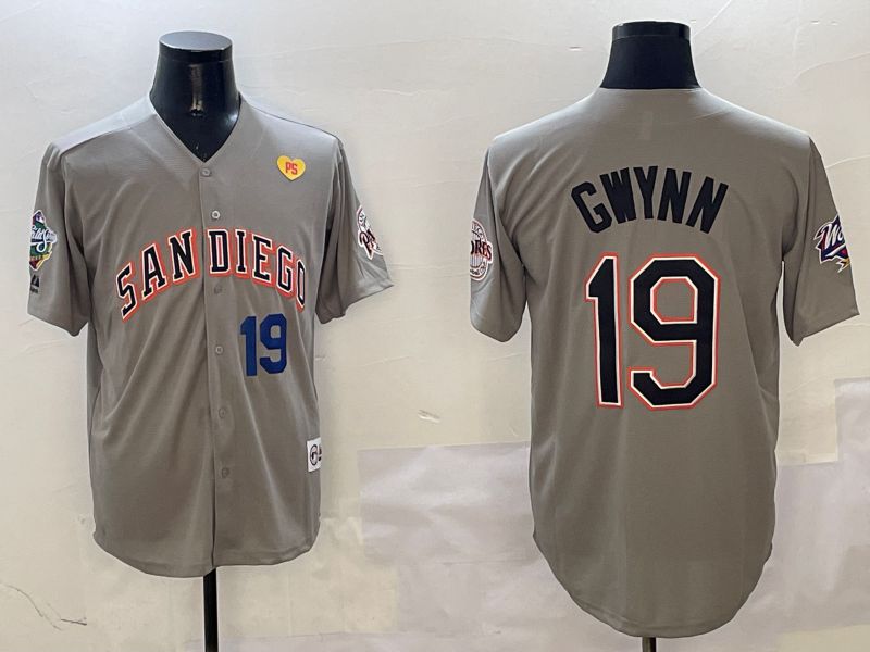 Men San Diego Padres #19 Gwynn Grey Throwback Game 2025 Nike MLB Jersey style 31210